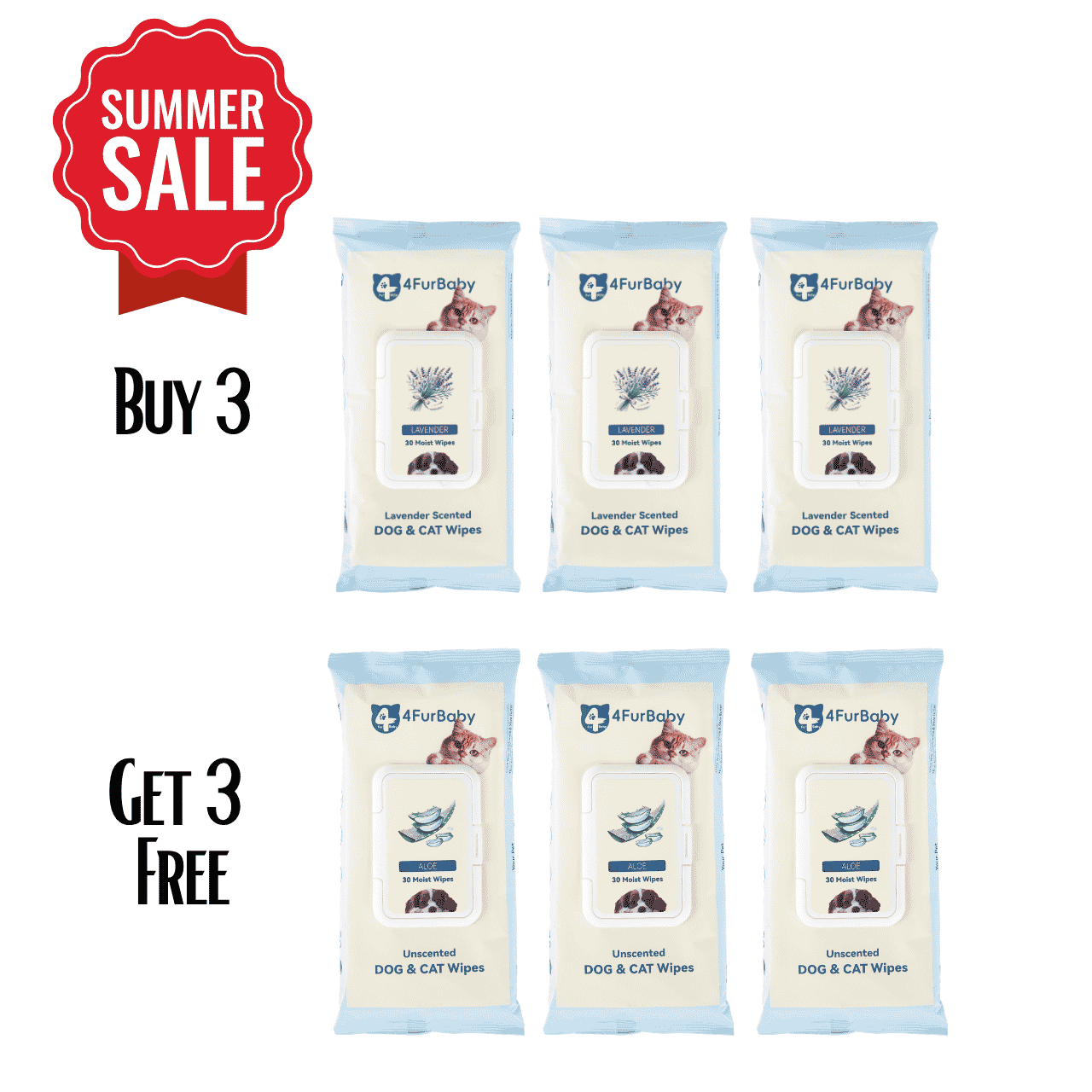 4FurBaby Dog & Cat Grooming Wipes