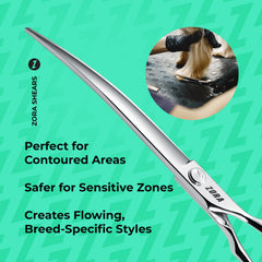Zora A-800C Curved Pet Grooming Shears