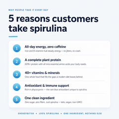 ENERGYbits® Spirulina – Nutrient-Dense Spirulina Algae, Large Bag