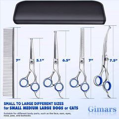 Gimars 6-in-1 Professional Stainless Steel Safety Pet Grooming Scissors
